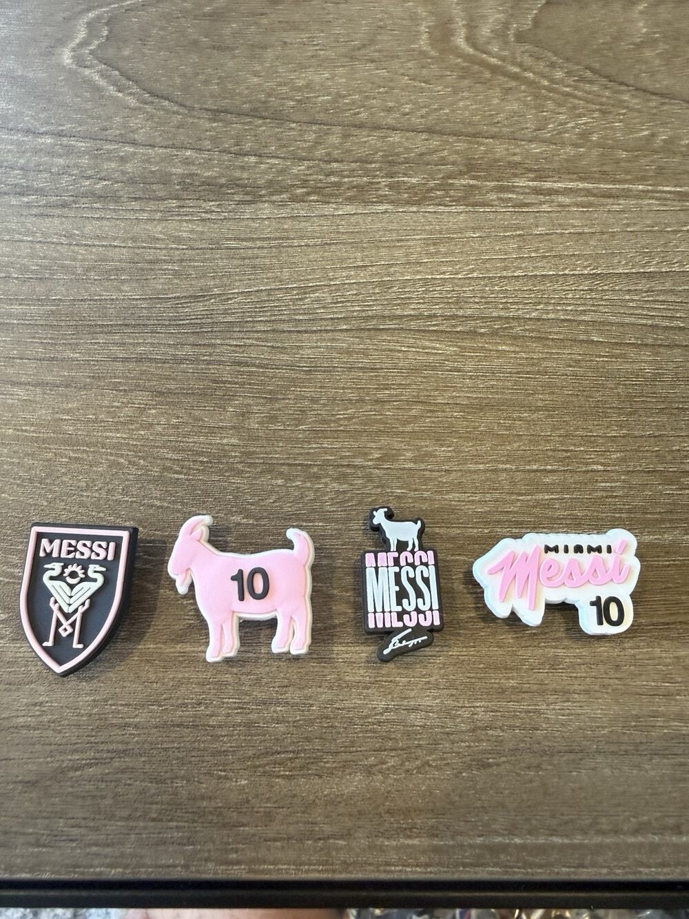 4 Messi Soccer Shoe Charms Pink Goat 10 Fits Crocs Wristband Accessories